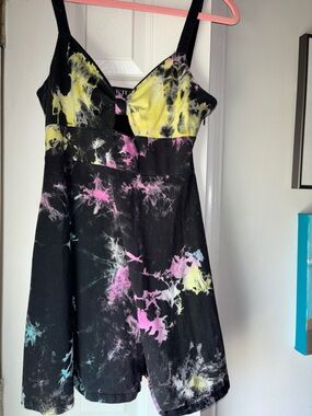 Killstar Black Tie-Dye Dress with Yellow & Pink Accents